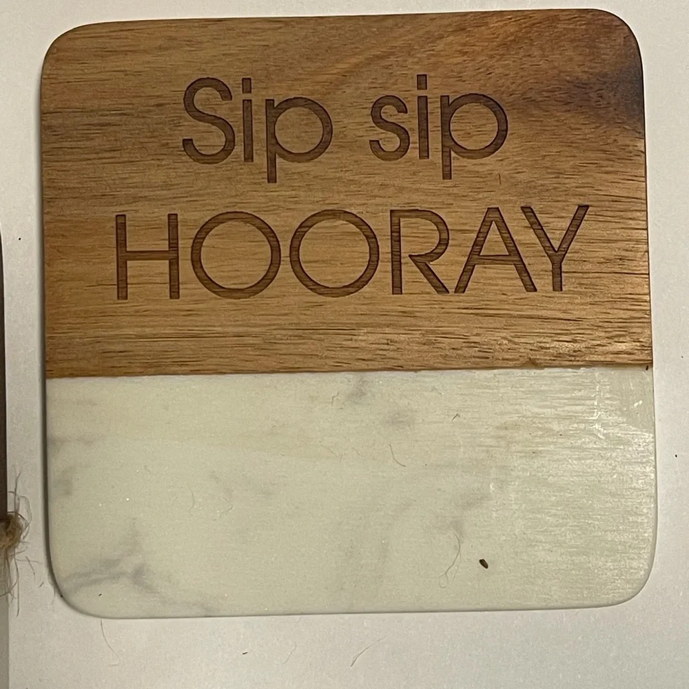 Things Remembered Wood and Marble Coasters